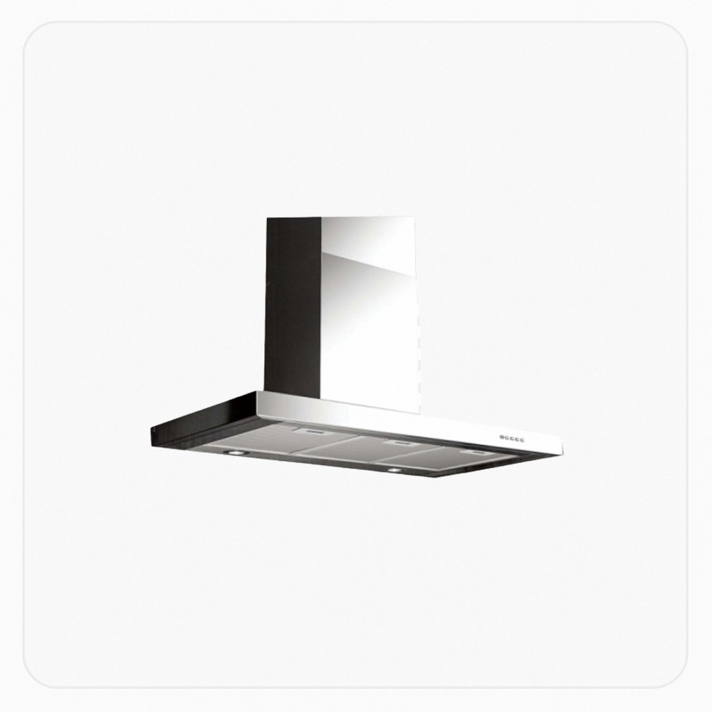 Elba 90cm Wall-Mounted Hood – Stainless Steel – Button Control – 1000 m³/h