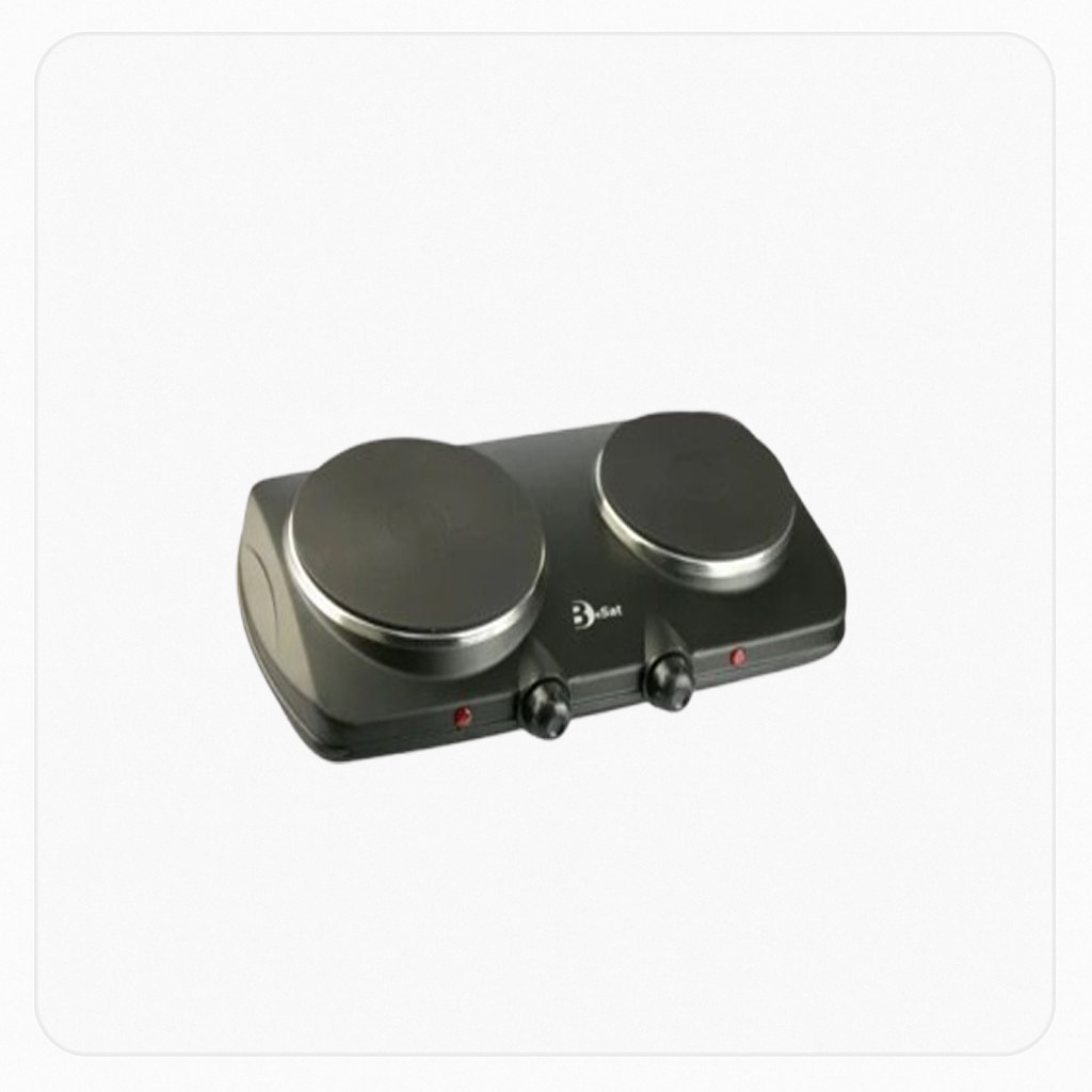 Bissat Built-in Electric Hob 2 Solid Hot Plates Black 30cm