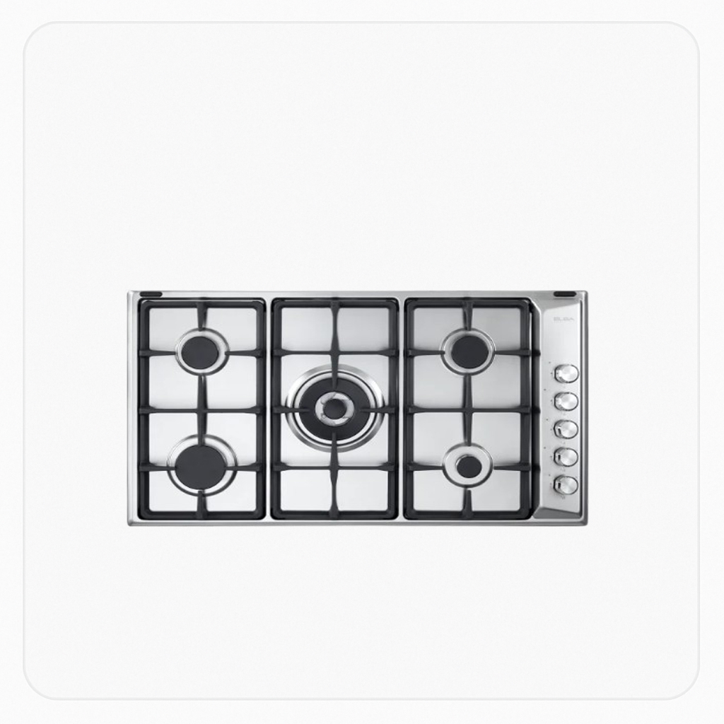 Elba Built-in Gas Hob 5 Burners with Central Triple Ring Wok Italian 90cm
