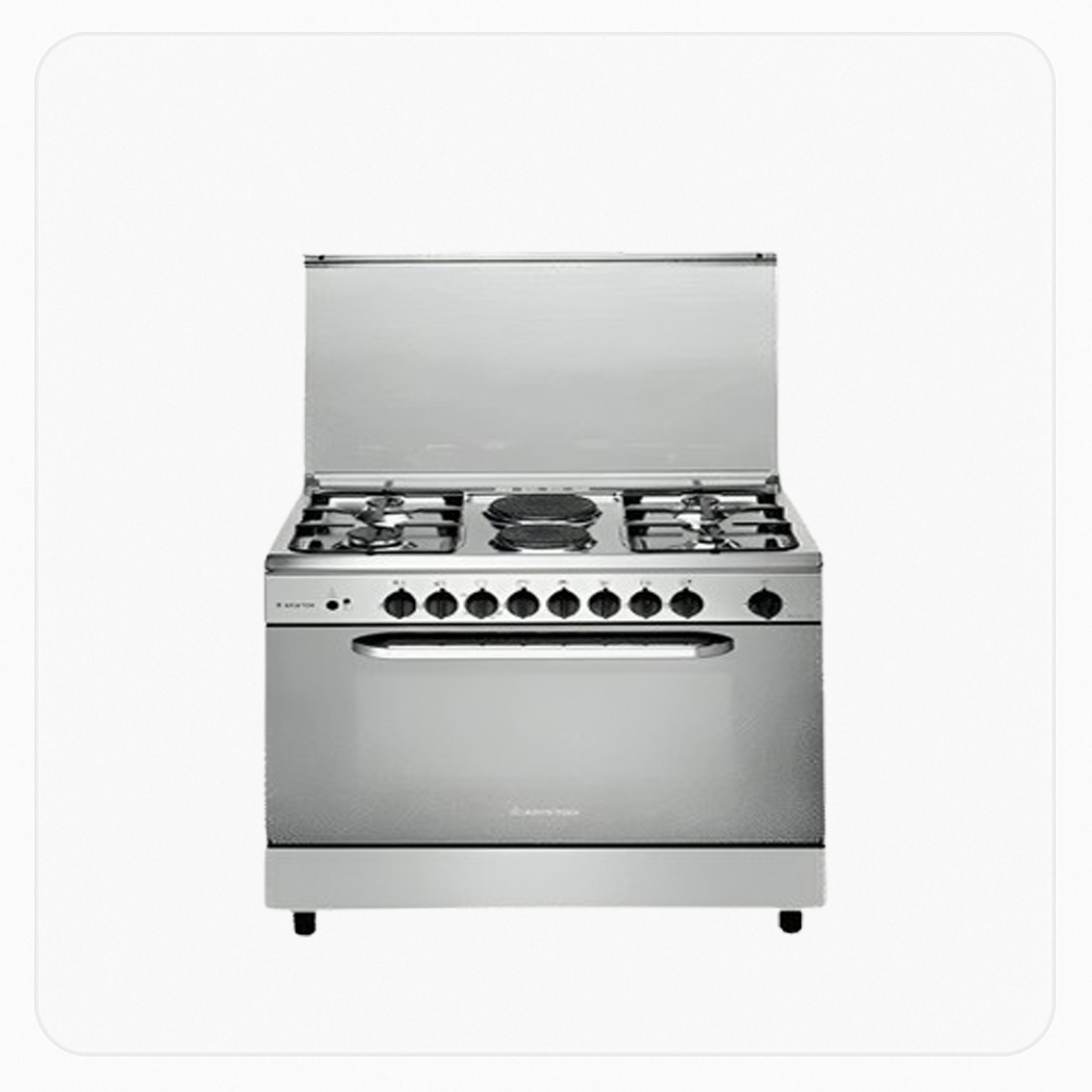 Ariston Gas Cooker + 2 Electric Plates 90×60cm - Stainless Steel