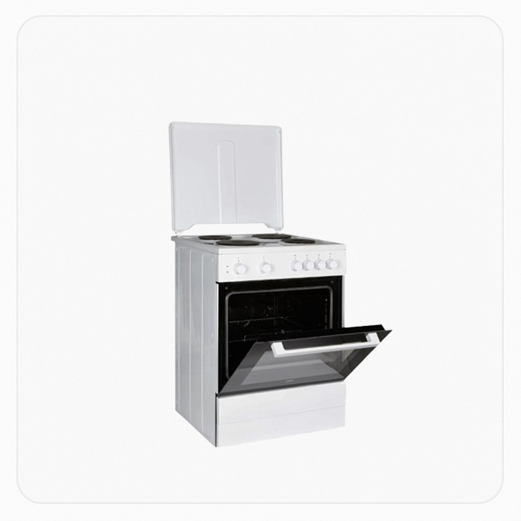 Beko Electric Cooker 60×60cm 4 Solid Plates White - Full Safety