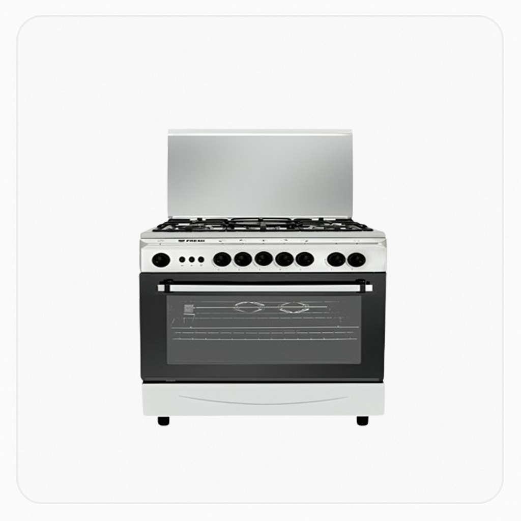 Fresh Gas Cooker 90×60cm 5 Burners - Full Safety - Stainless Steel - Auto Ignition