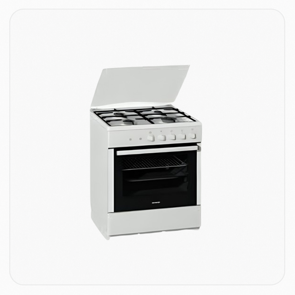 Gorenje Gas Cooker 60×60cm 4 Burners White - Full Safety - Auto Ignition
