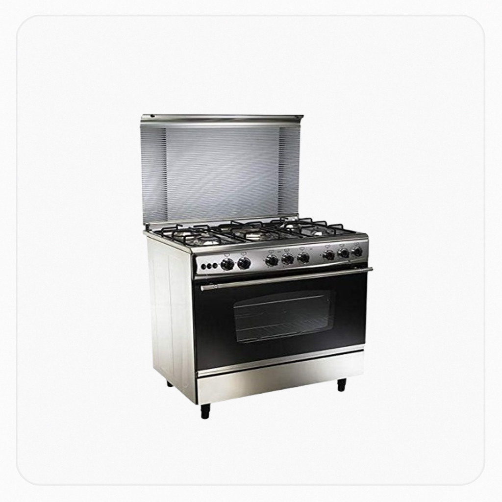 Stovi Gas Cooker 90×60cm 5 Burners Stainless Steel Full Safety - Auto Ignition