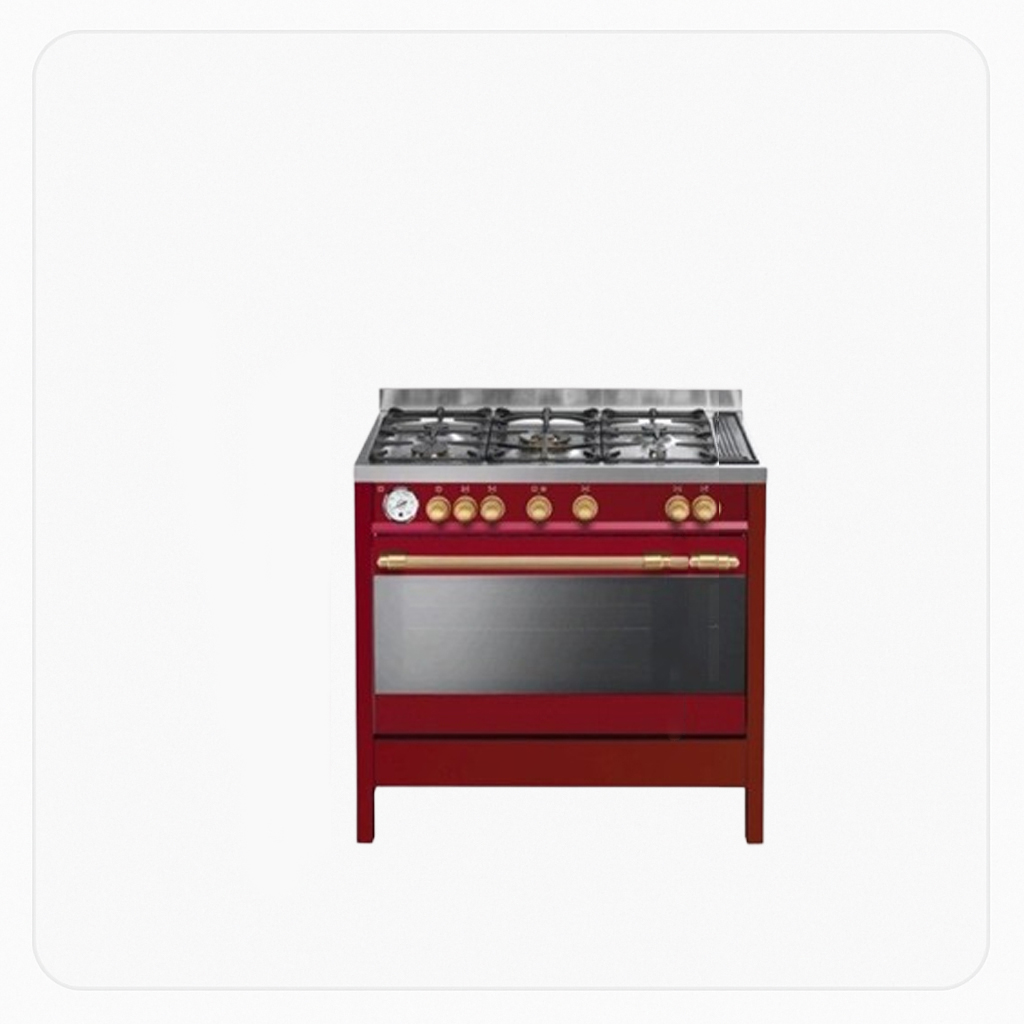 Tecnogas Gas Cooker 90×60cm 5 Burners Red Heavy Duty - Full Safety