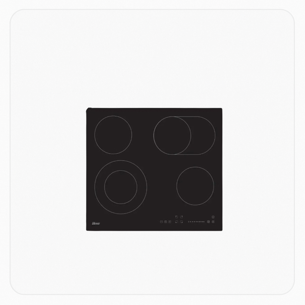 Techno-Gas Built-in Electric Ceramic Hob 4 Heating Zones 60cm Black