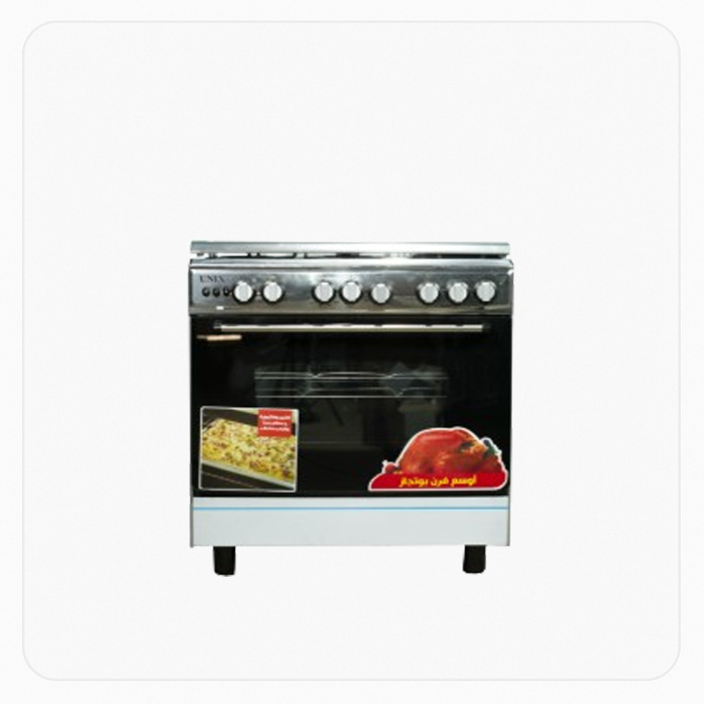 Unix Gas Oven 80×60cm - 5 Burners - Stainless Steel - Full Safety - Auto Ignition