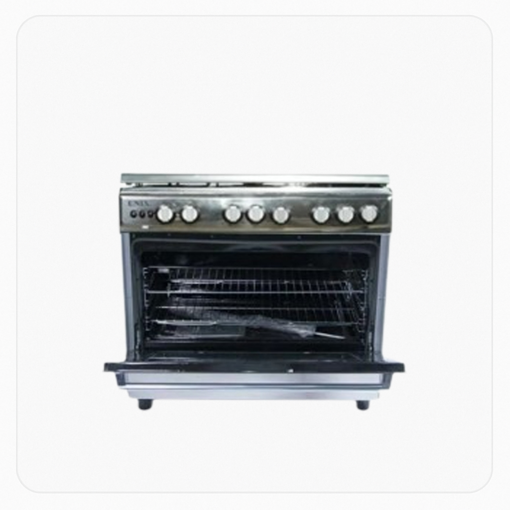 Unix Gas Oven 90×60cm - 5 Burners - Stainless Steel - Full Safety - Auto Ignition