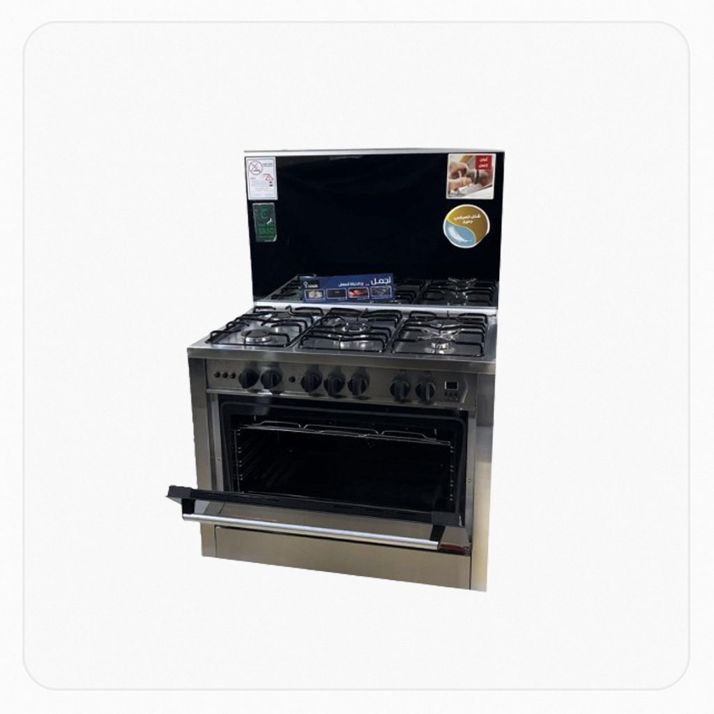 Unix Luxury Gas Oven 90×60cm - 5 Burners - Stainless Steel - Full Safety - Auto Ignition