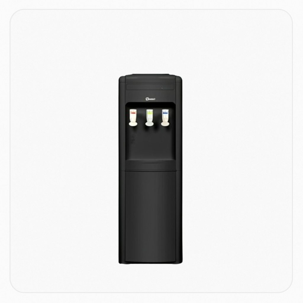 Dansat Water Dispenser – 10L, Top Load, Black, 3 Taps, Hot/Cold/Warm