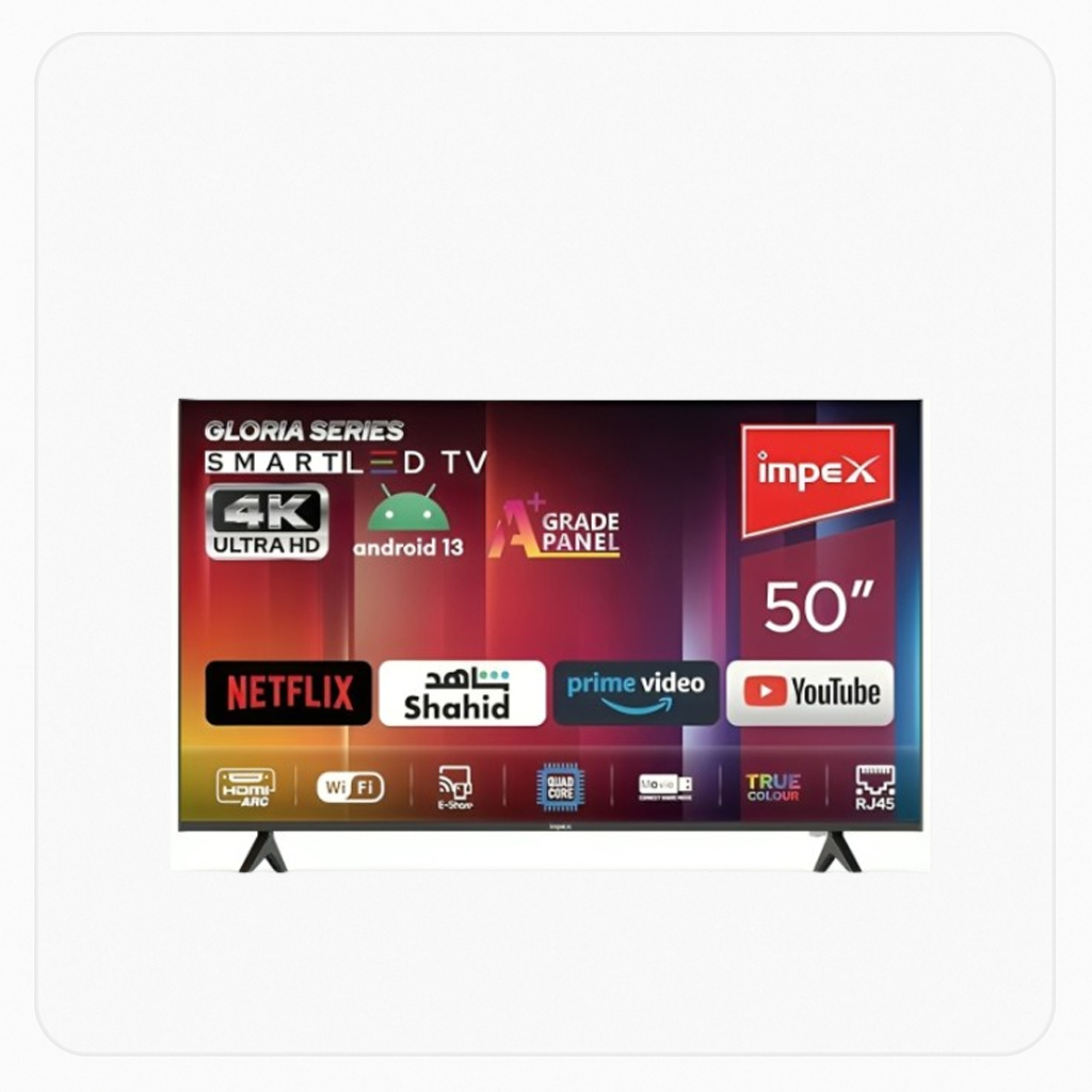 تلفزيون إمبكس غلوريا 50 بوصة – ذكي – دقة 4K Ultra HD –  أسود