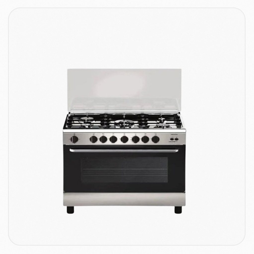 Super General Gas Cooker 90×60cm 5 Burners Stainless Steel - Full Safety