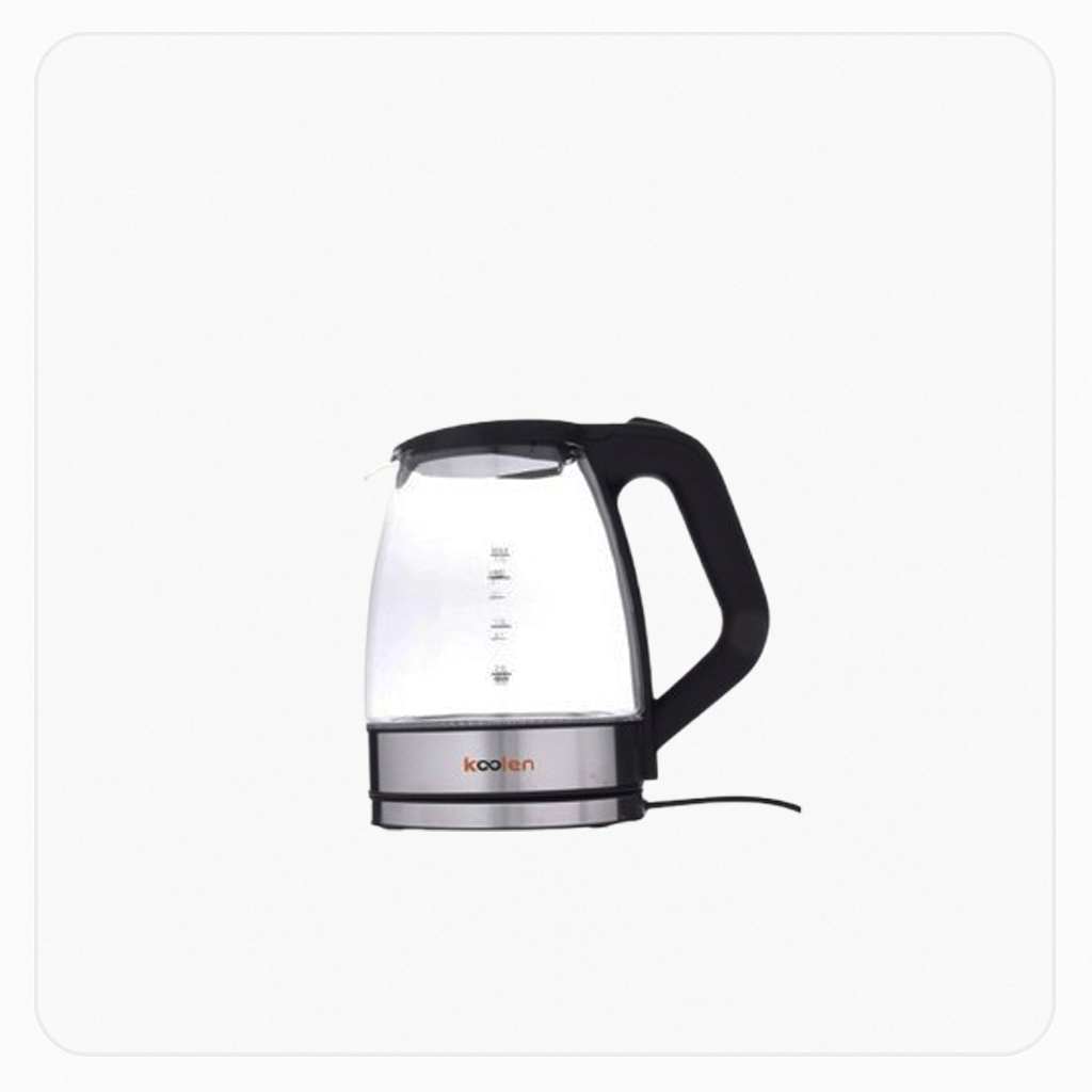 KOOLEN ELECTRIC GLASS KETTLE WITH Stainless Steel DECORATIVE 2200W